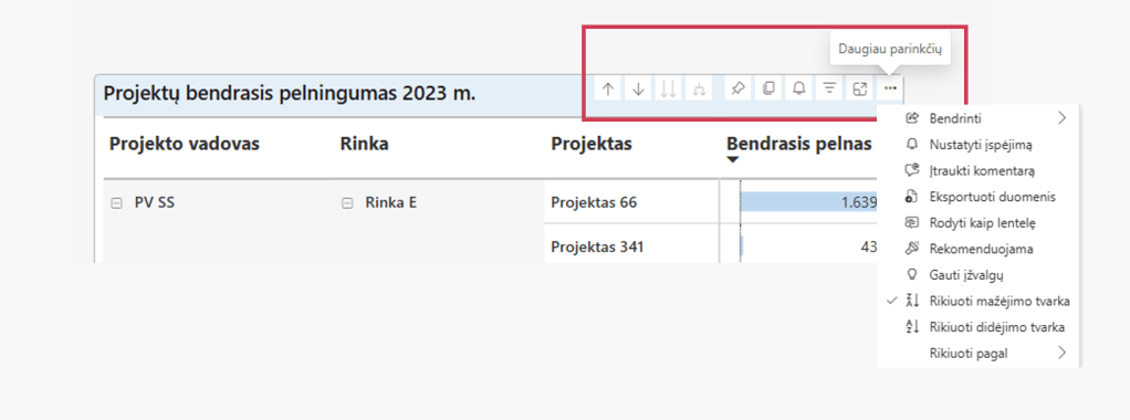 Power BI: eksportuoti duomenis į&nbsp;Excel