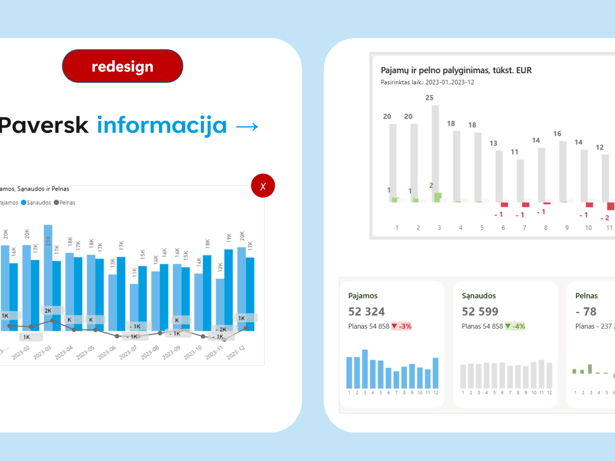 Kaip vizualizuoti pajamas ir&nbsp;pelną?